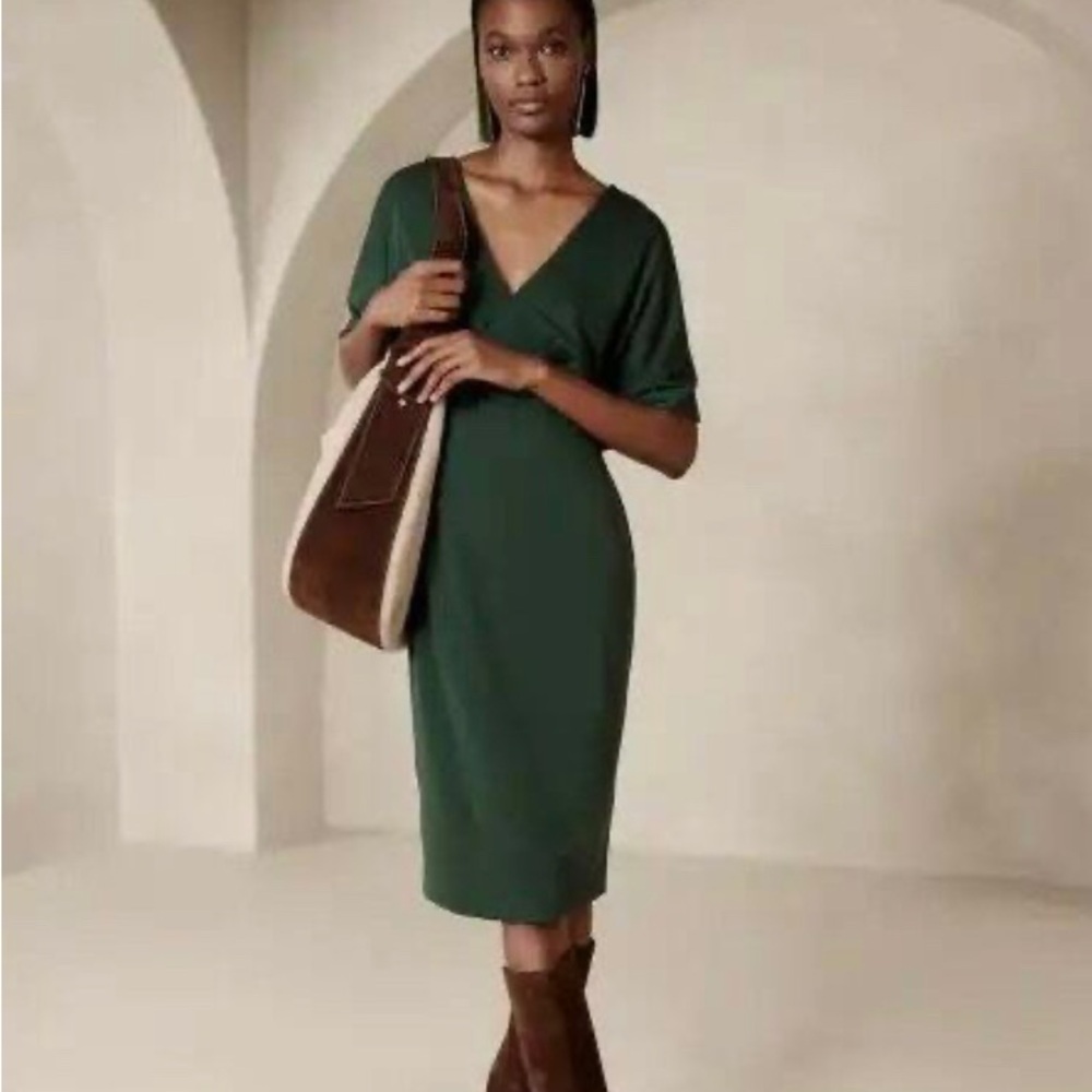 Banana Republic Soraya MIDI Dress, Hunter Green, Size 10